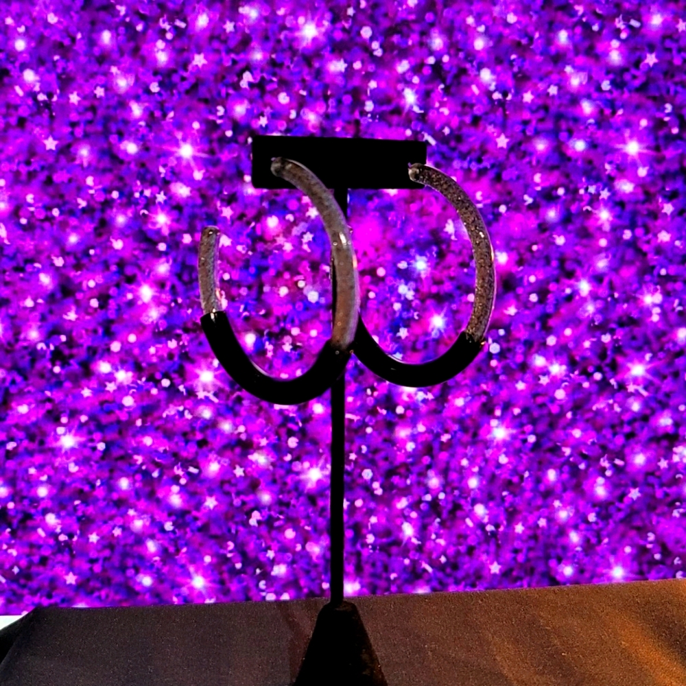NWT Black & glitter Lucite large hoop earrings